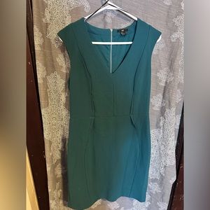 Body con, teal, H&M dress, business casual.